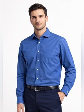 Tommy Hilfiger Blue Dress Shirt Regular Fit 16 32/33 Size Large